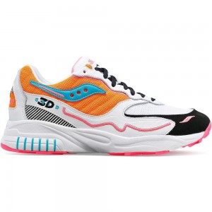 Saucony 3D Grid Hurricane Blanche Orange | 71452-PMCJ