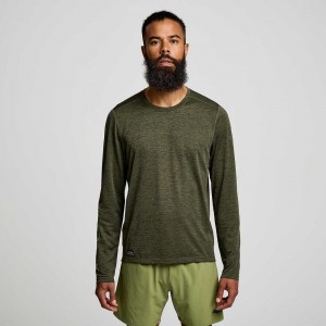 Saucony Stopwatch Graphic Long Sleeve Umbra Heather Graphic | 04712-BFQO