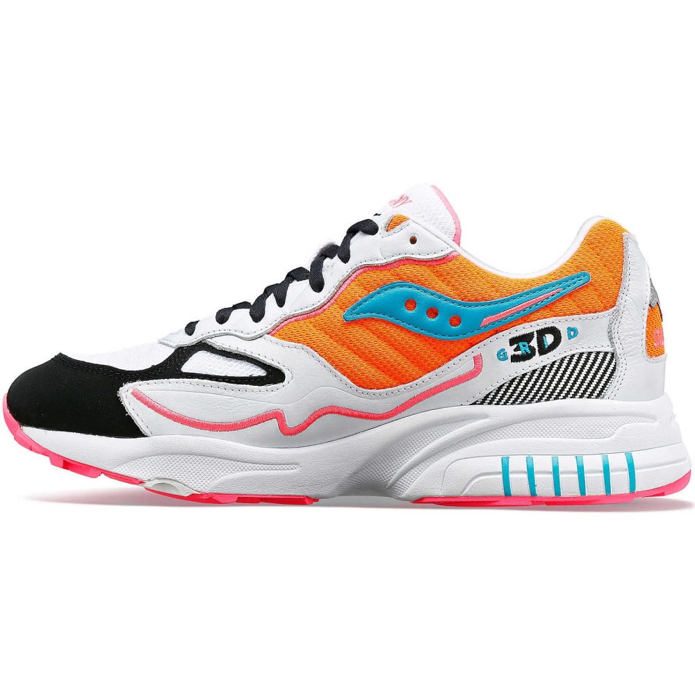 Saucony 3D Grid Hurricane Blanche Orange | 09741-GWMO