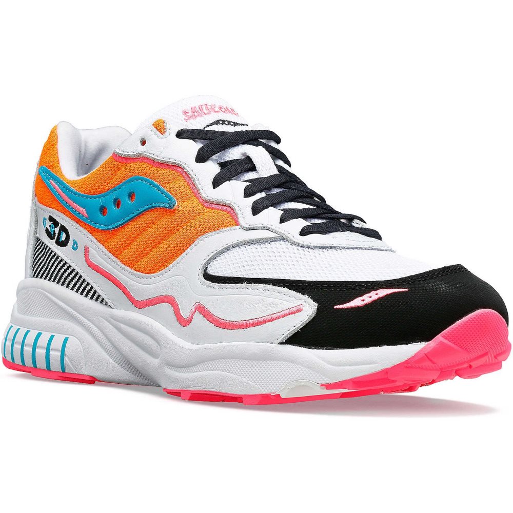 Saucony 3D Grid Hurricane Blanche Orange | 09741-GWMO