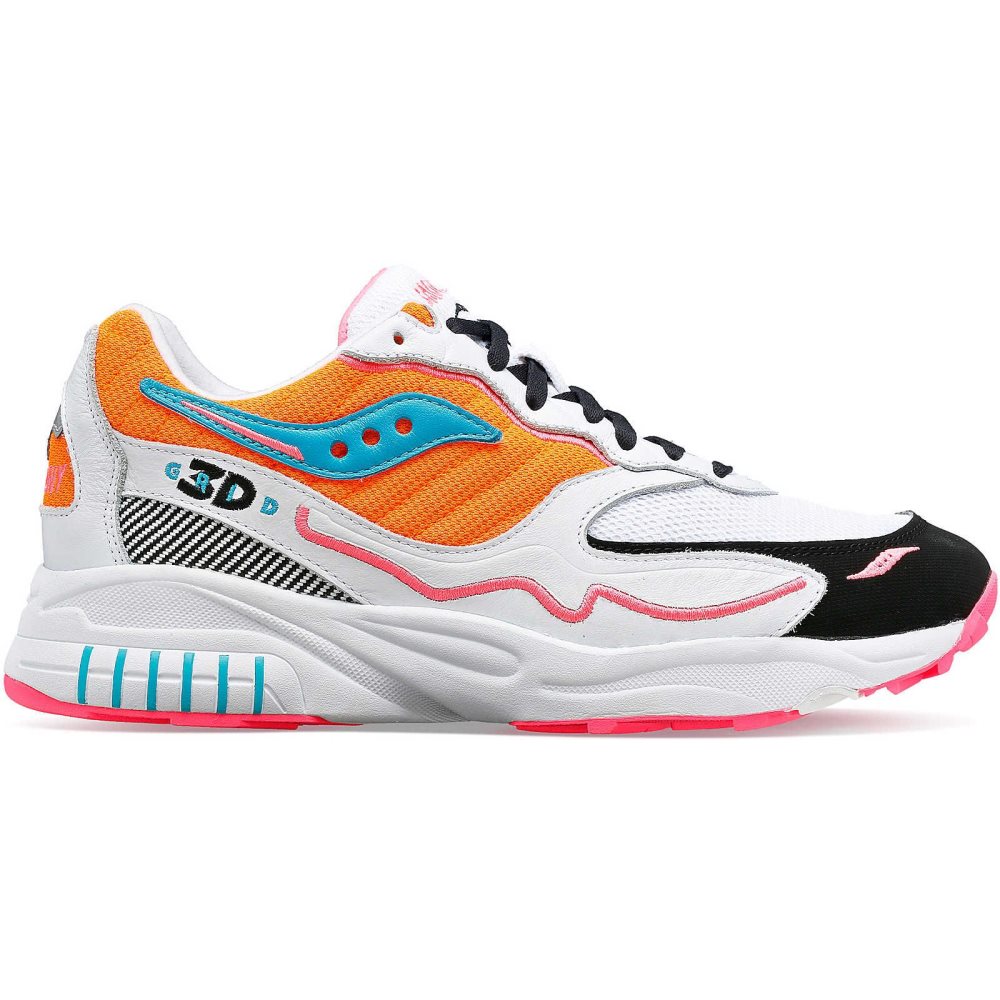 Saucony 3D Grid Hurricane Blanche Orange | 09741-GWMO