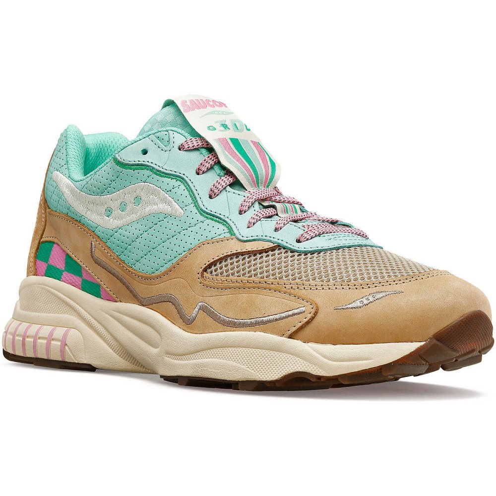 Saucony 3D Grid Hurricane Earth Citizen Turquoise Grise | 42713-XKAH