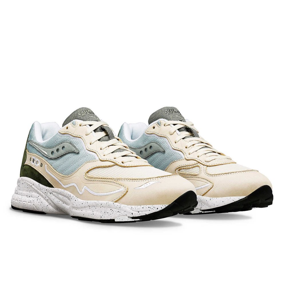 Saucony 3D Grid Hurricane Premium Beige Vert | 34789-PJVE