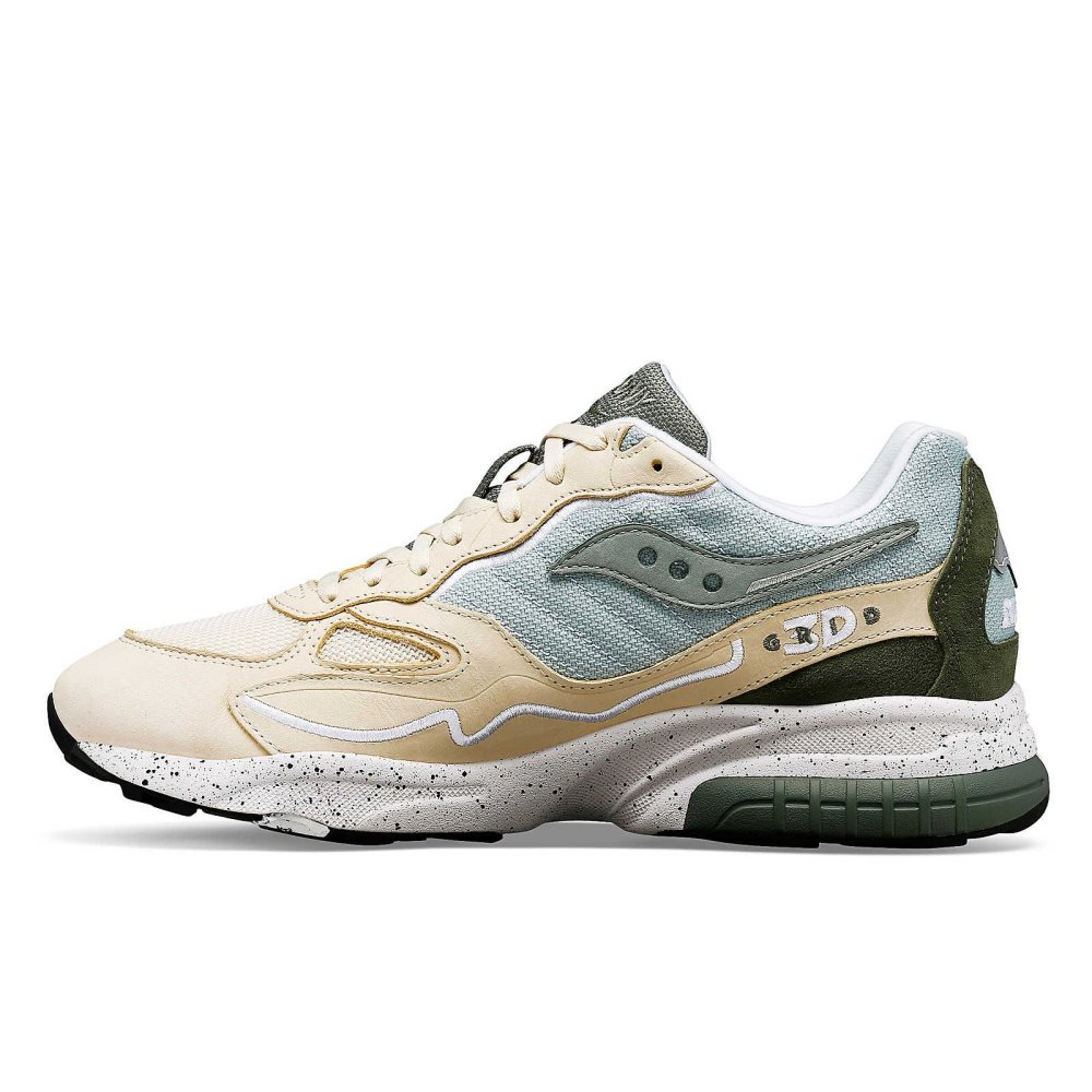 Saucony 3D Grid Hurricane Premium Beige Vert | 34789-PJVE