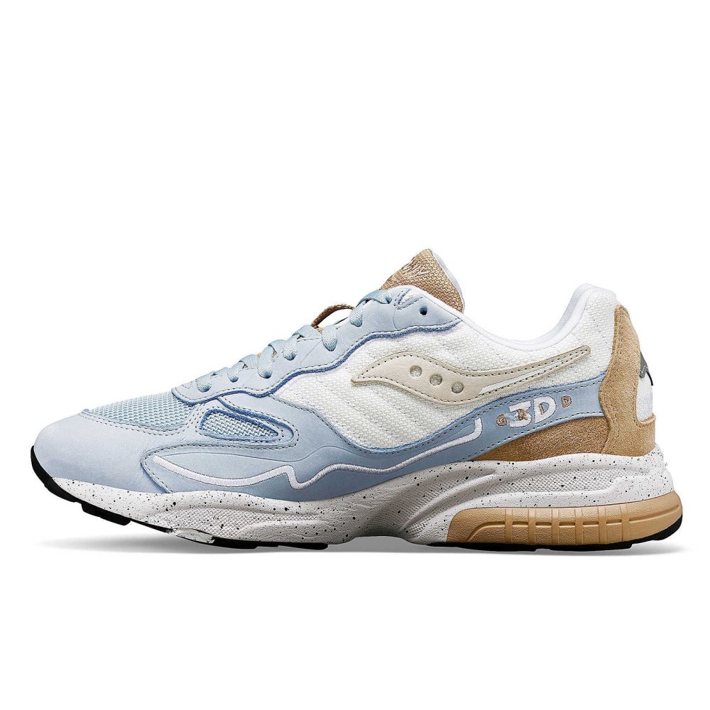 Saucony 3D Grid Hurricane Premium Bleu Clair Blanche | 83904-ACMN