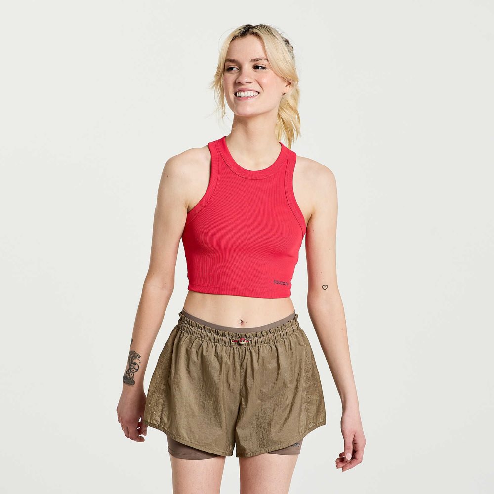 Saucony Elevate Crop Top Rose | 76195-WLAR