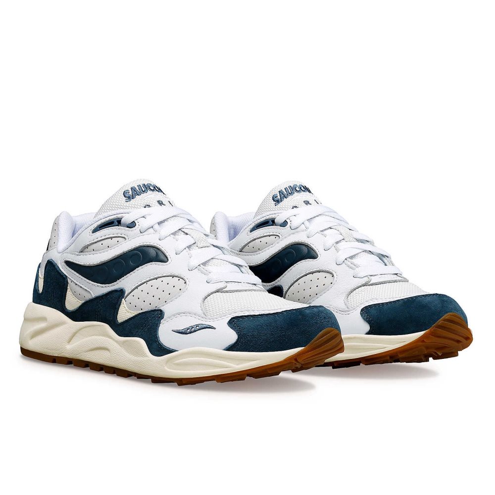 Saucony Grid Shadow 2 Ivy Prep Blanche Bleu Marine | 96231-YRLJ