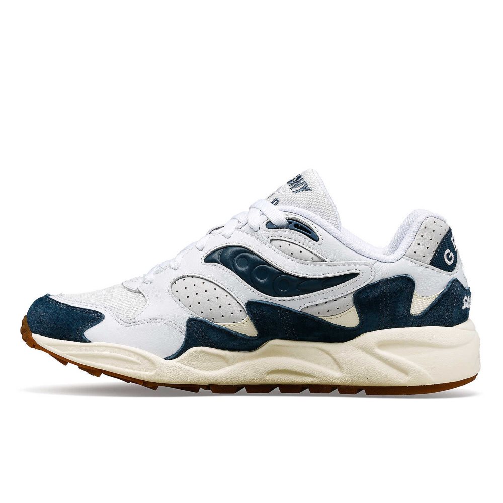 Saucony Grid Shadow 2 Ivy Prep Blanche Bleu Marine | 96231-YRLJ