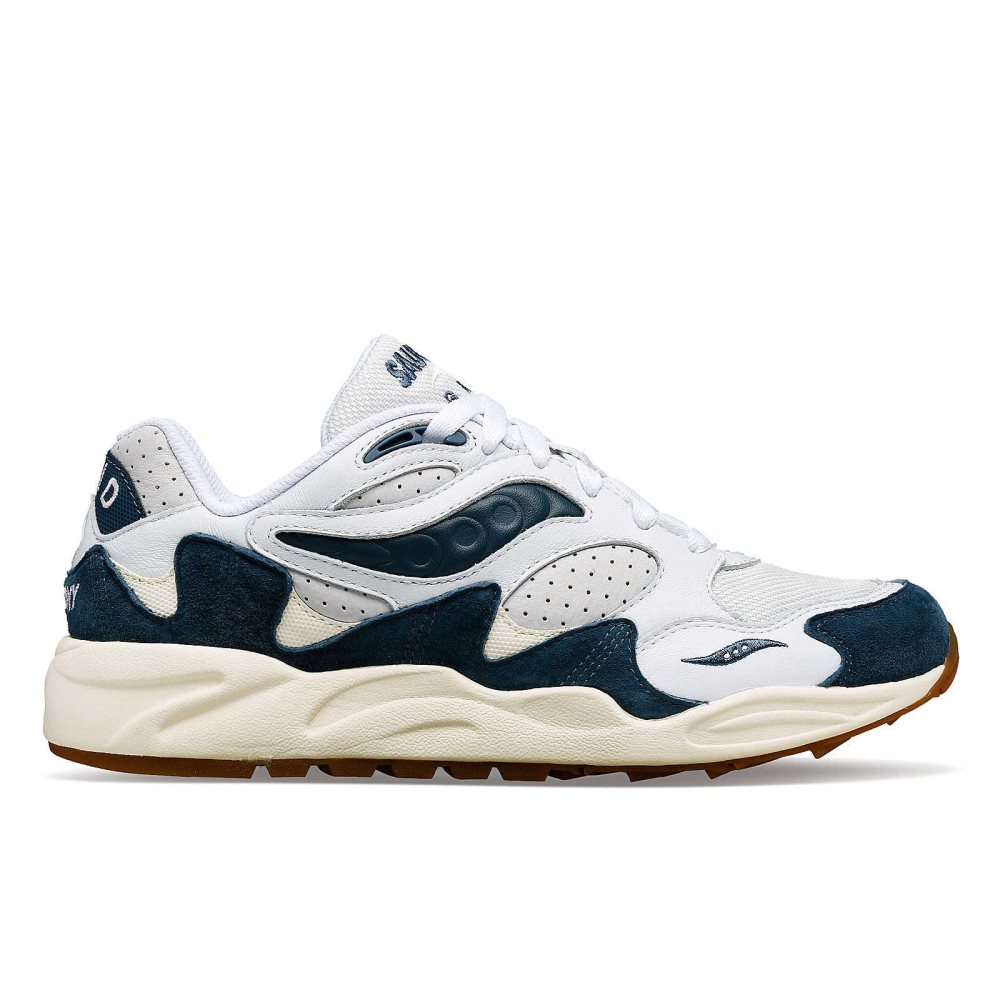 Saucony Grid Shadow 2 Ivy Prep Blanche Bleu Marine | 96231-YRLJ