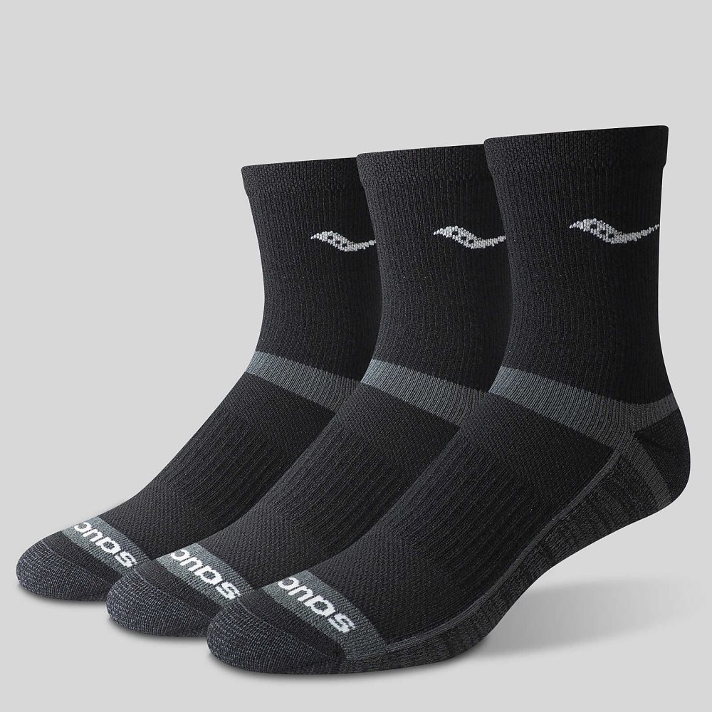 Saucony Inferno Cushion Mid 3-Pack Sock Noir | 47850-NDRC