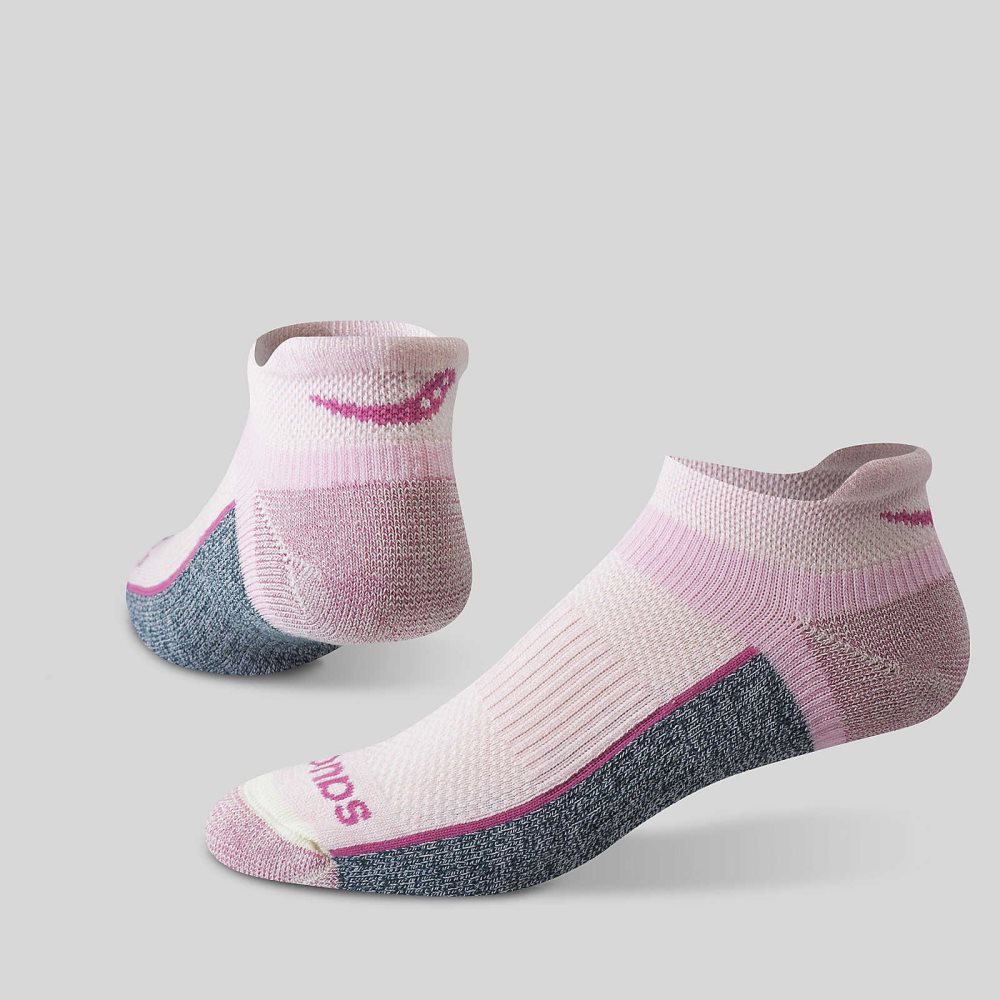 Saucony Inferno Merino Wool Blend No Show 3-Pack Sock Rose | 15270-KISY