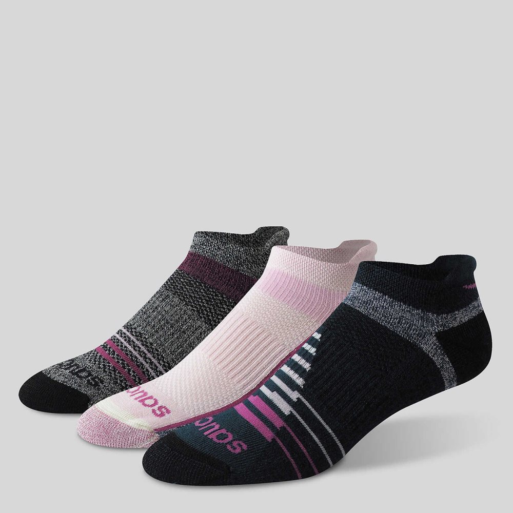 Saucony Inferno Merino Wool Blend No Show 3-Pack Sock Rose | 15270-KISY