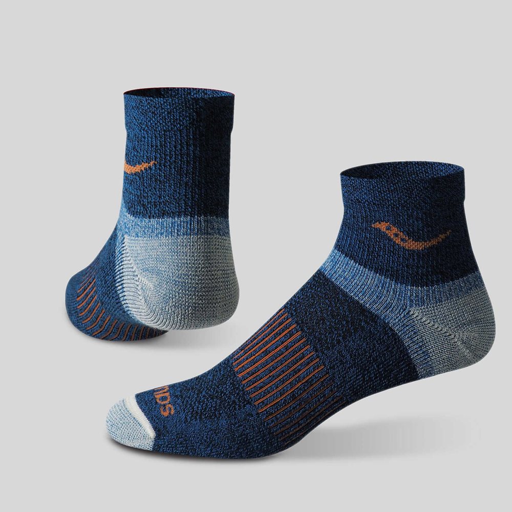 Saucony Inferno Merino Wool Blend Quarter 3-Pack Sock Bleu | 62537-LPIG