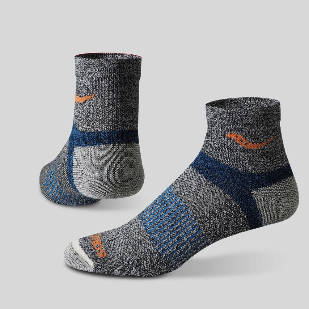 Saucony Inferno Merino Wool Blend Quarter 3-Pack Sock Bleu | 62537-LPIG