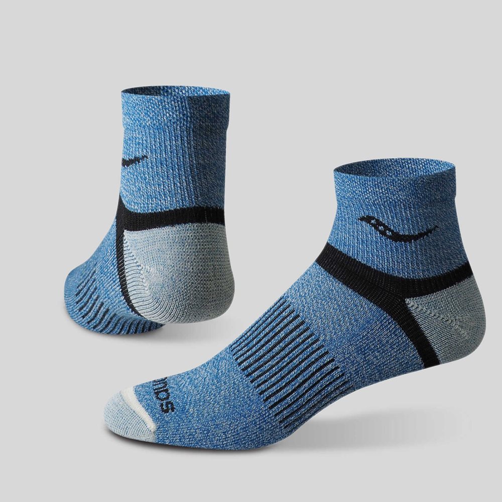 Saucony Inferno Merino Wool Blend Quarter 3-Pack Sock Bleu | 62537-LPIG