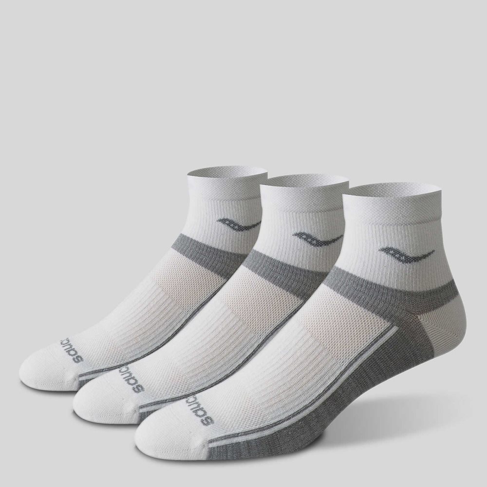 Saucony Inferno Ultralight Quarter 3-Pack Socks Blanche | 39705-XQDS