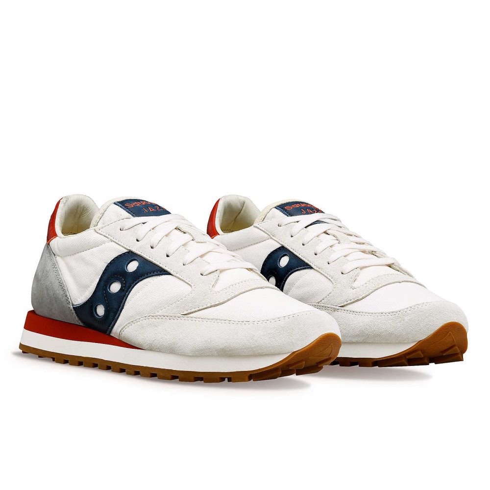 Saucony Jazz Original Stonewash Blanche Bleu Marine | 03568-YIWP