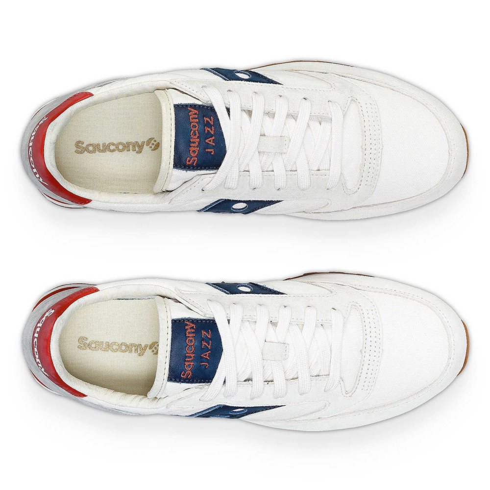 Saucony Jazz Original Stonewash Blanche Bleu Marine | 03568-YIWP