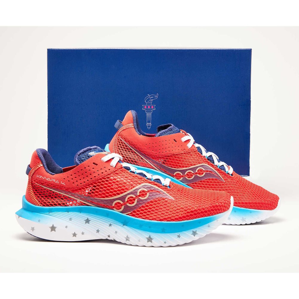 Saucony Kinvara 14 Liberty Rouge Blanche Bleu | 92745-KYLU