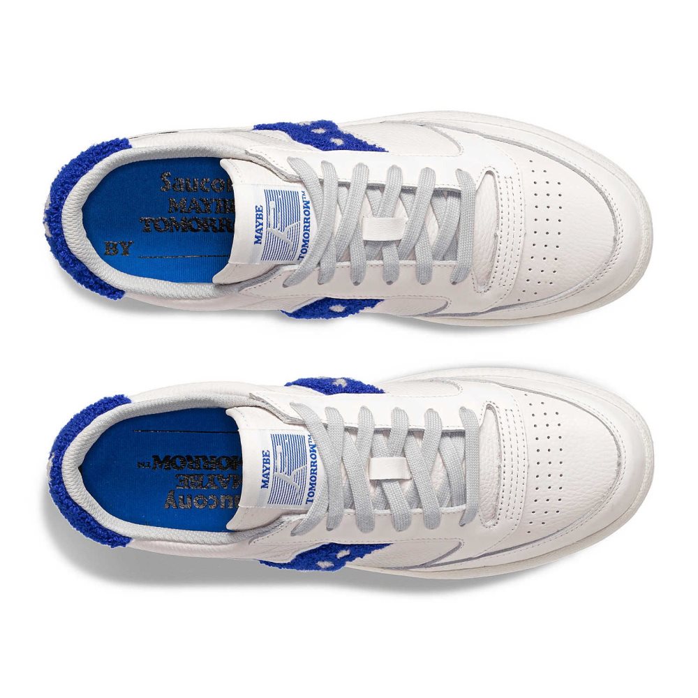 Saucony Maybe Tomorrow Jazz Court Varsity Blanche Bleu | 90642-BCKV