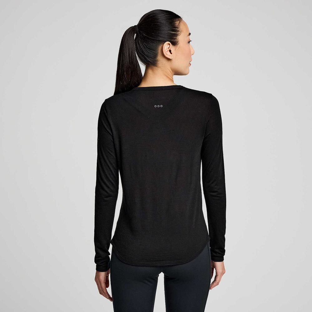 Saucony Peregrine Merino Long Sleeve Noir | 21796-ENWO