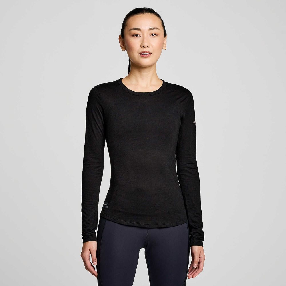 Saucony Peregrine Merino Long Sleeve Noir | 21796-ENWO