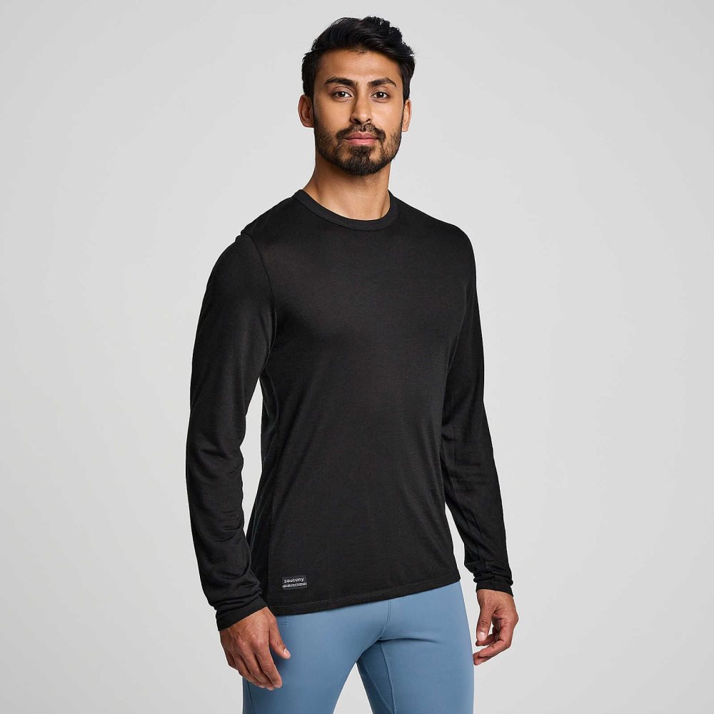 Saucony Peregrine Merino Long Sleeve Noir | 60298-QEPW