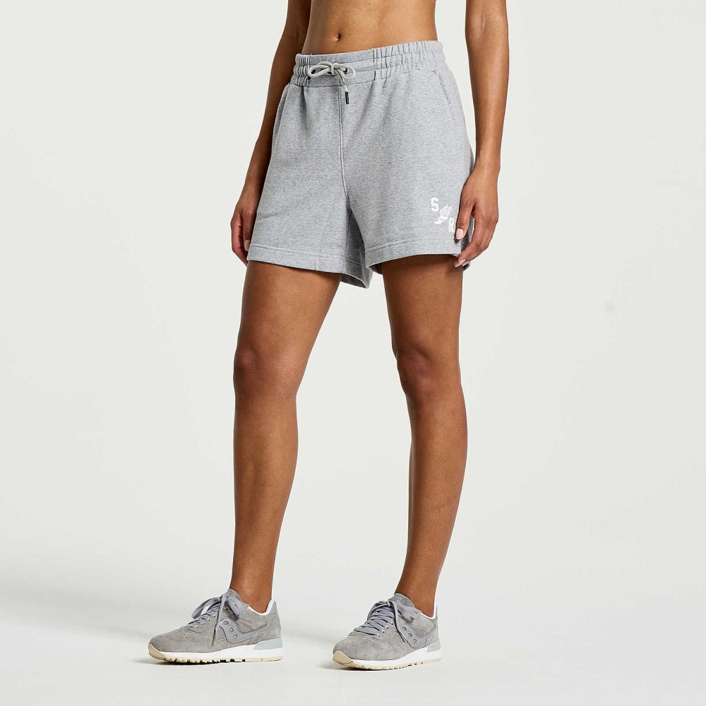 Saucony Rested Sweat Short Grise Clair | 12309-NXKA