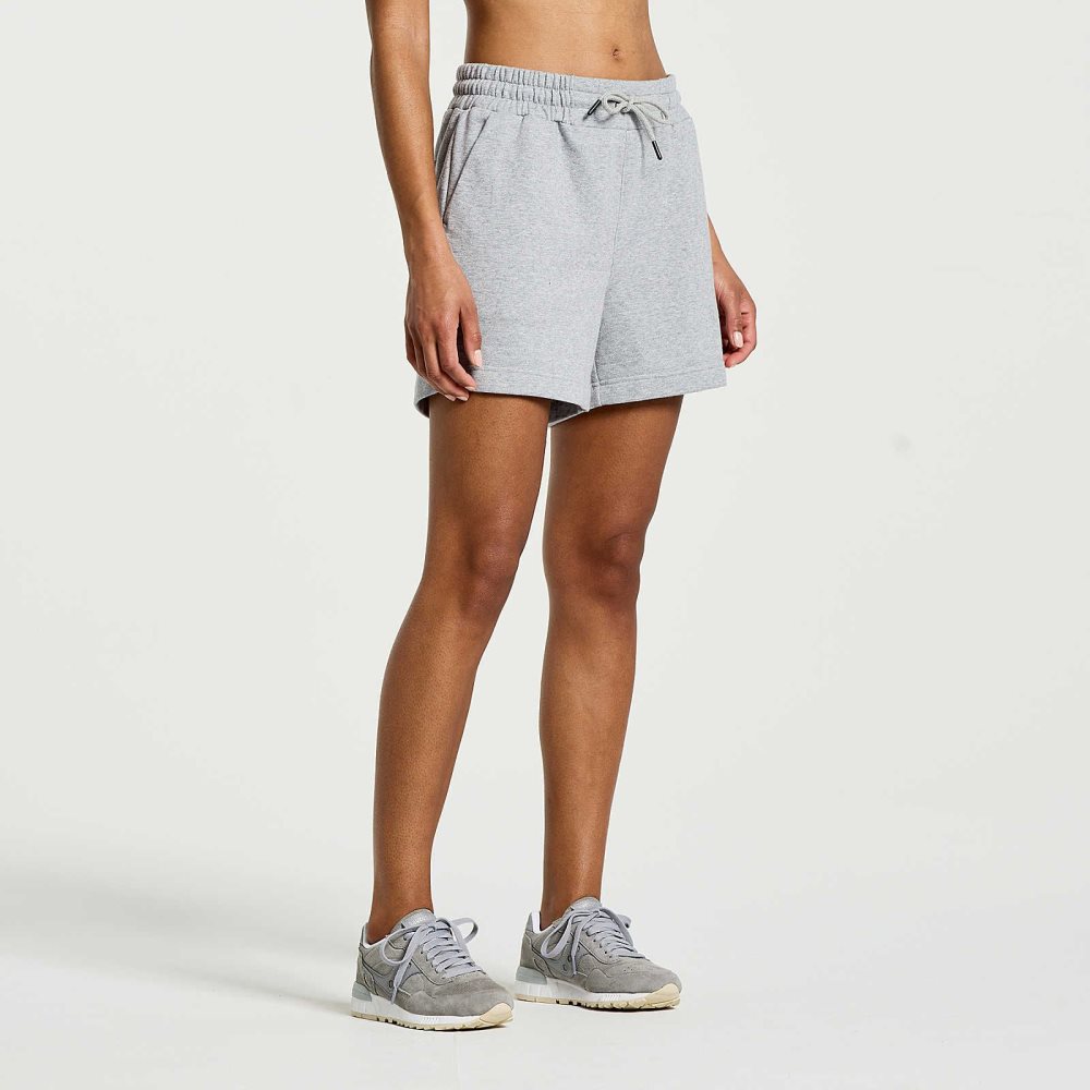 Saucony Rested Sweat Short Grise Clair | 12309-NXKA