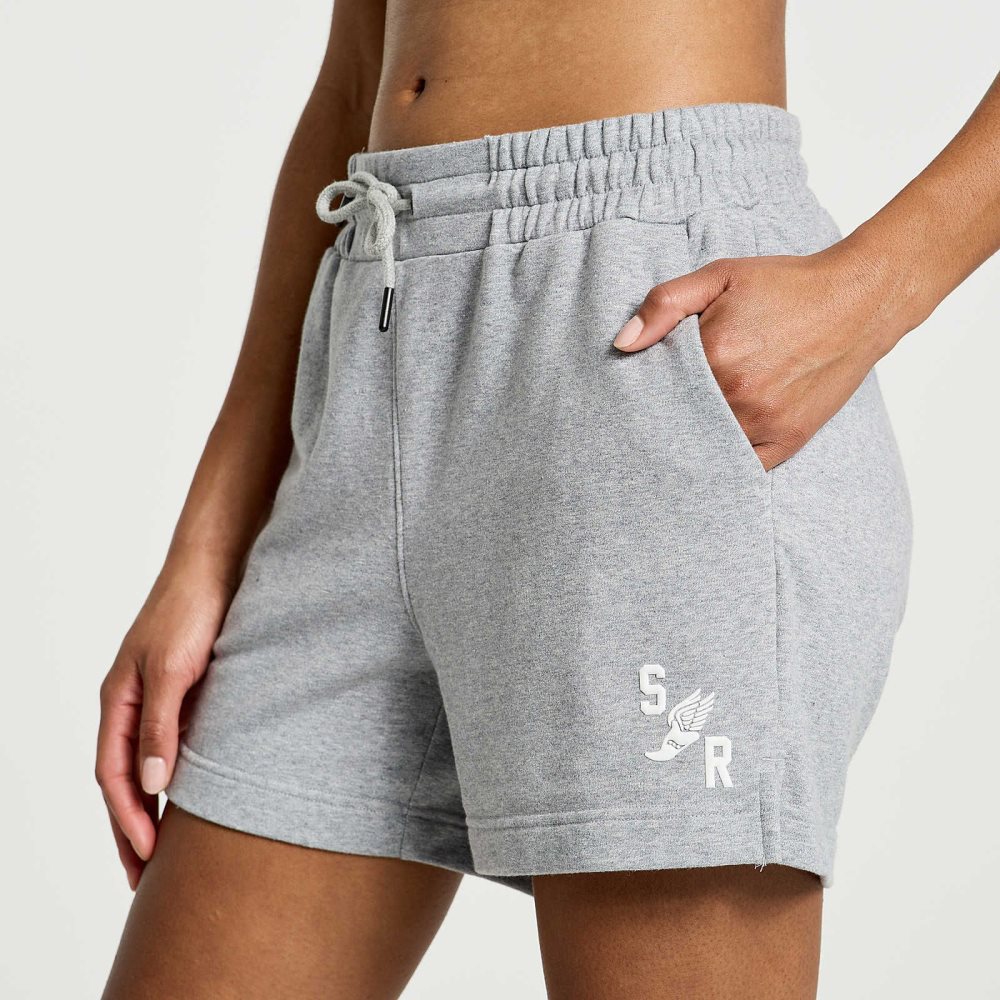 Saucony Rested Sweat Short Grise Clair | 12309-NXKA