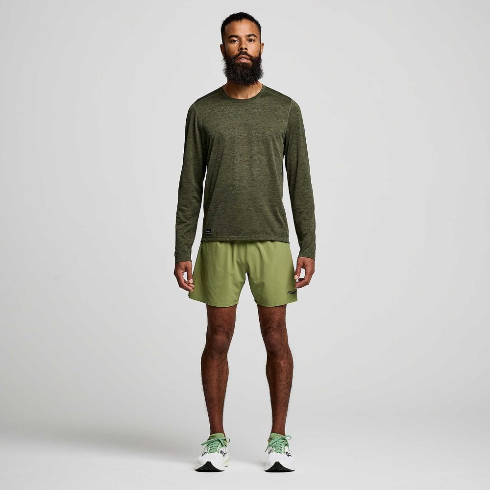 Saucony Stopwatch Graphic Long Sleeve Umbra Heather Graphic | 04712-BFQO