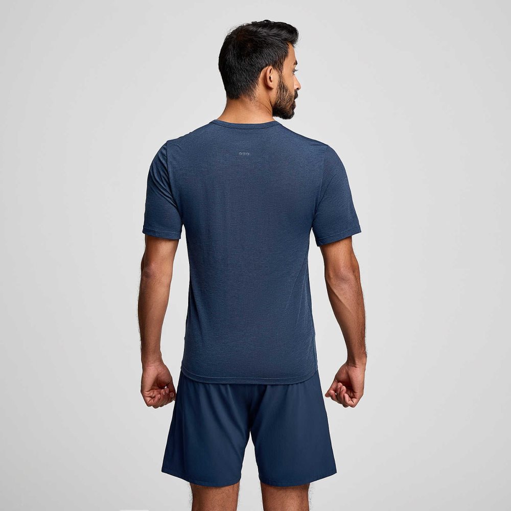 Saucony Stopwatch Graphic Short Sleeve Bleu Marine | 73061-WJZU