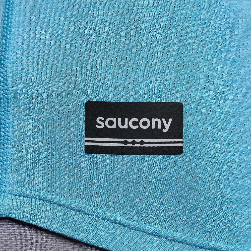 Saucony Stopwatch Graphic Short Sleeve Turquoise | 96832-XFAG