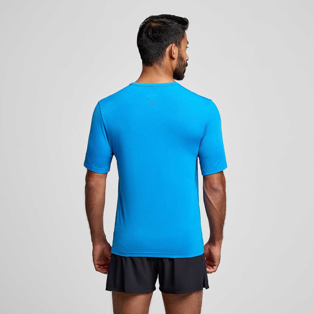 Saucony Stopwatch Short Sleeve Bleu Foncé | 53718-MKFX