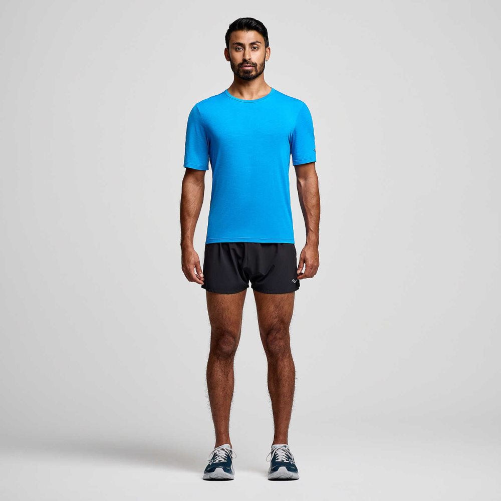 Saucony Stopwatch Short Sleeve Bleu Foncé | 53718-MKFX