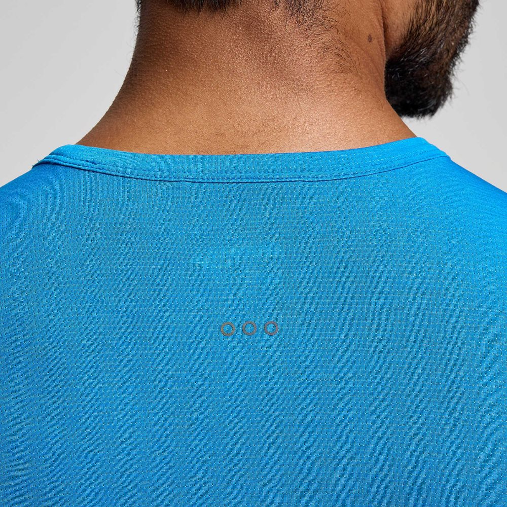 Saucony Stopwatch Short Sleeve Bleu Foncé | 53718-MKFX