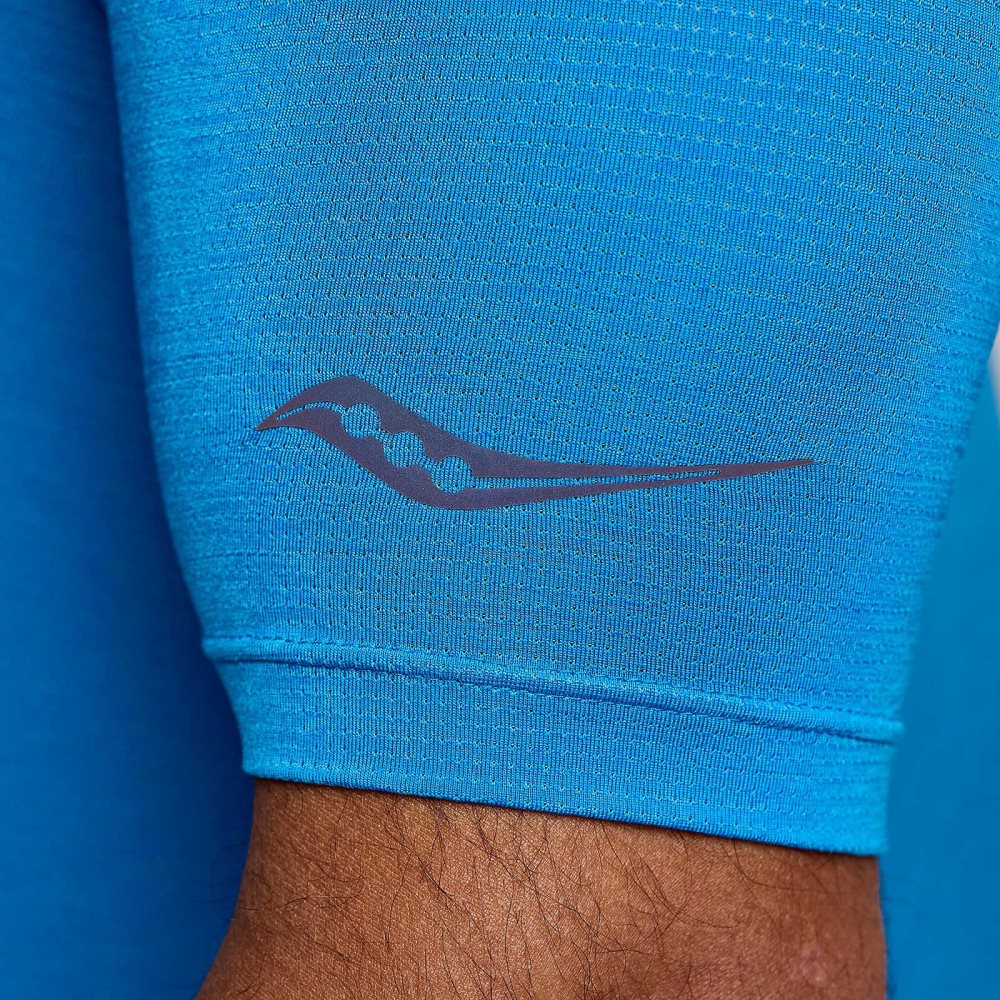 Saucony Stopwatch Short Sleeve Bleu Foncé | 53718-MKFX