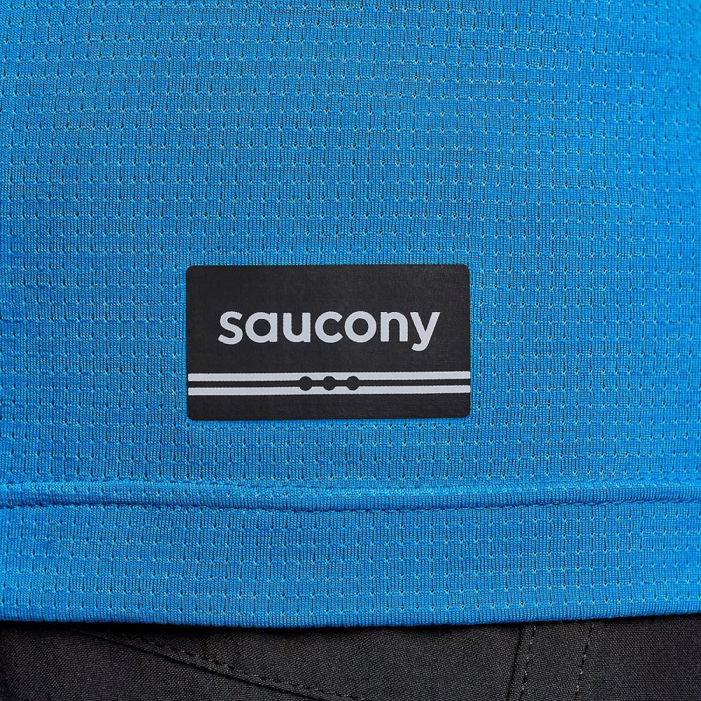 Saucony Stopwatch Short Sleeve Bleu Foncé | 53718-MKFX