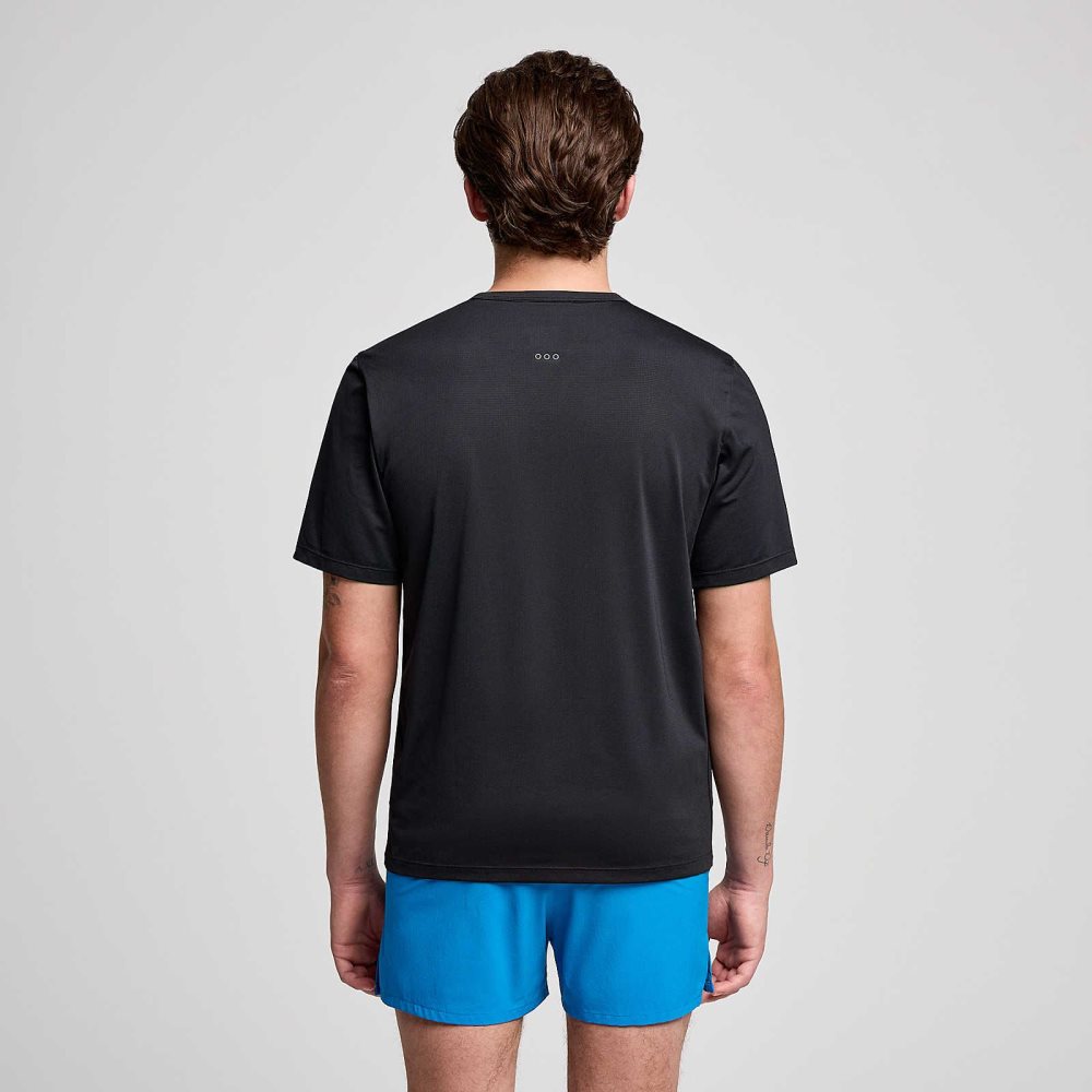 Saucony Stopwatch Short Sleeve Noir | 47913-JGPT