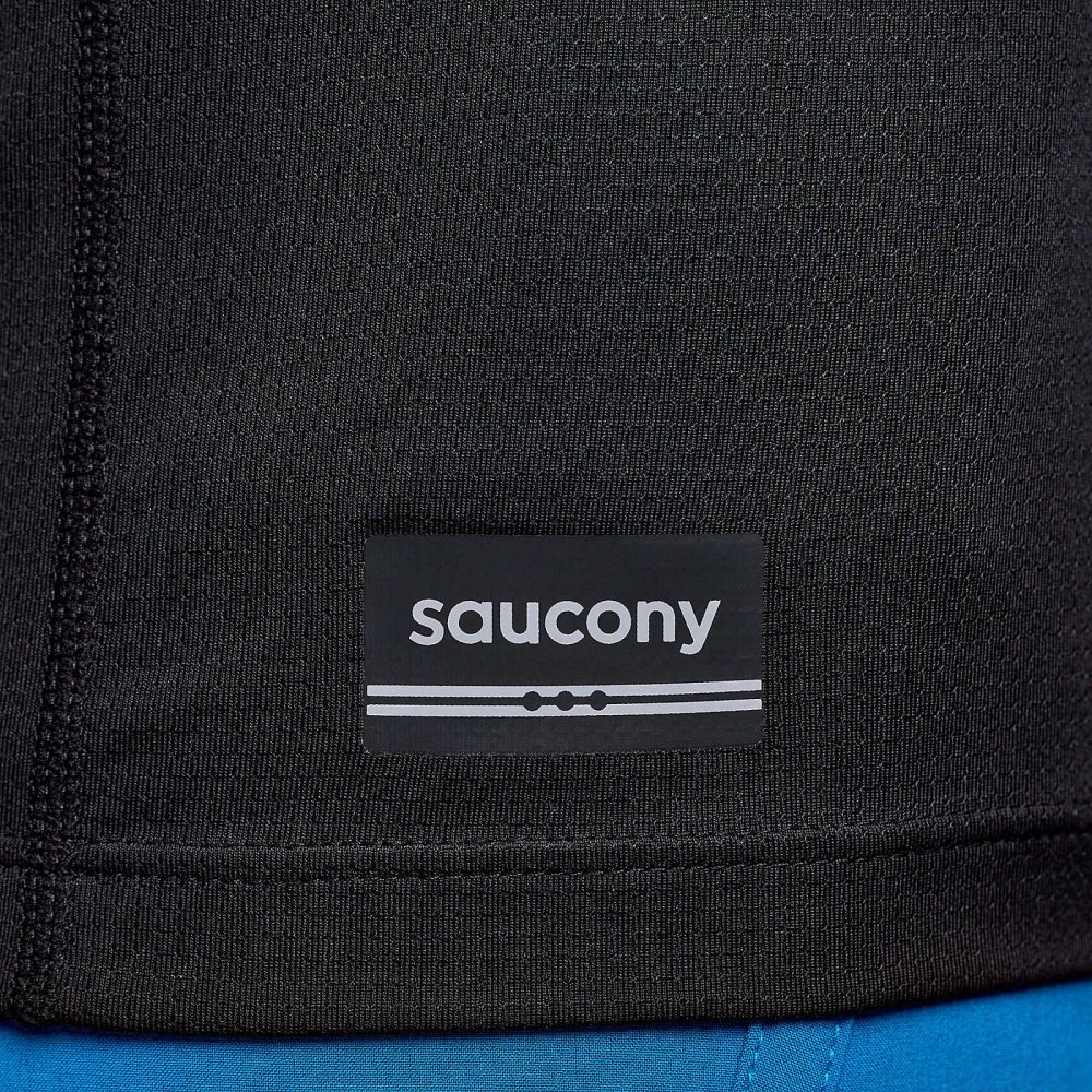 Saucony Stopwatch Short Sleeve Noir | 47913-JGPT