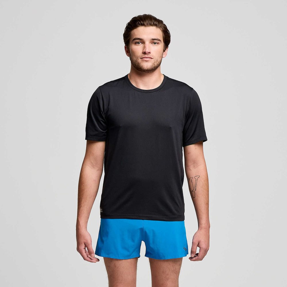 Saucony Stopwatch Short Sleeve Noir | 47913-JGPT