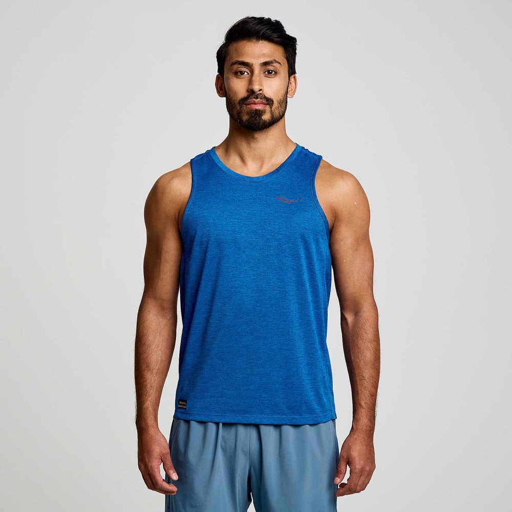 Saucony Stopwatch Singlet Superblue Heather | 93765-ATVX