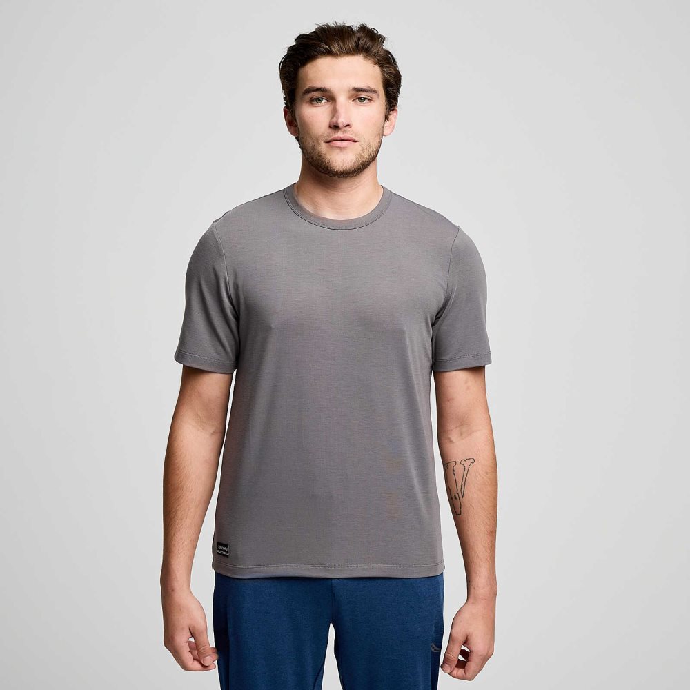 Saucony Triumph Short Sleeve Grise Foncé | 57149-DKVT