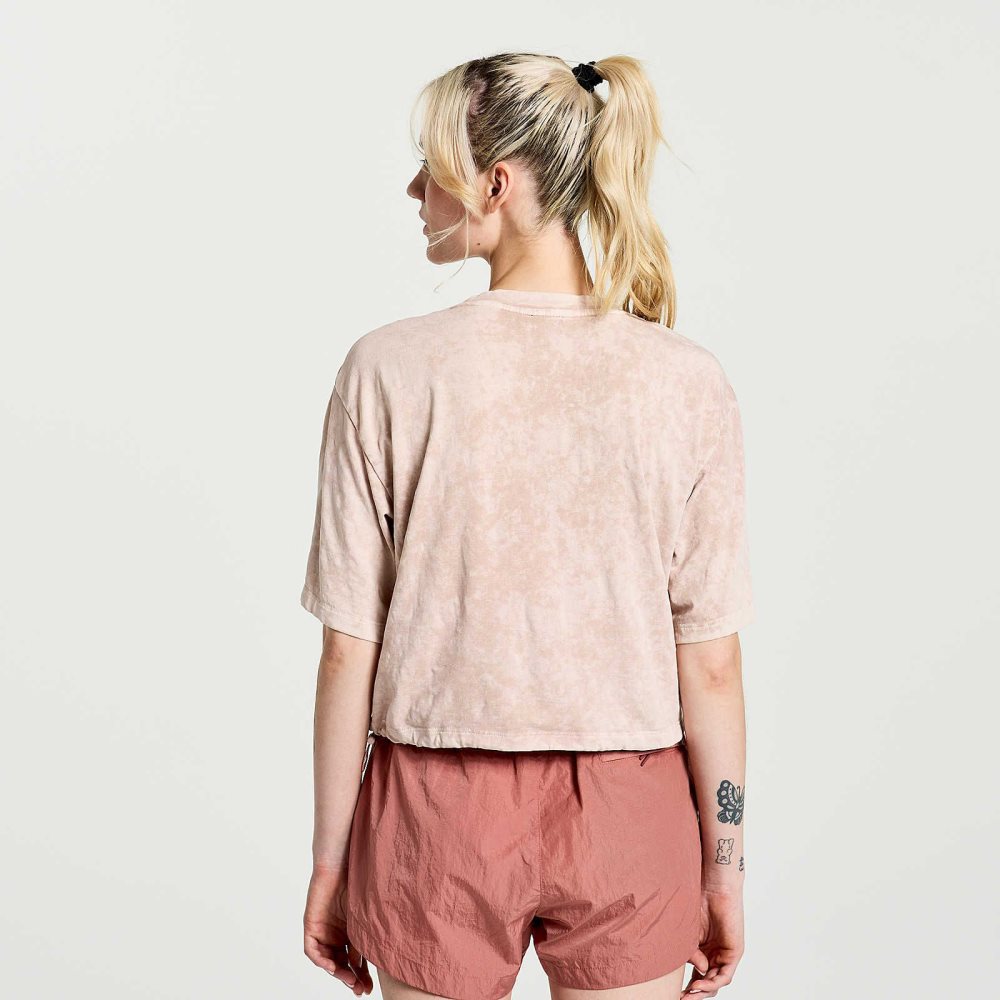 Saucony Unwind Crop Short Sleeve Rose | 85240-XGCJ