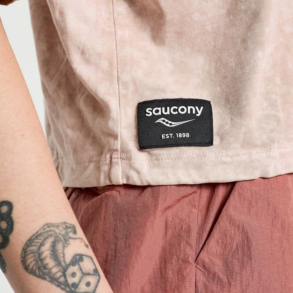 Saucony Unwind Crop Short Sleeve Rose | 85240-XGCJ